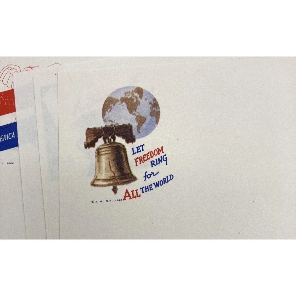 Vintage WW2 homefront stationery Jacques Minkus Patriotic Paper 1942 illustrated